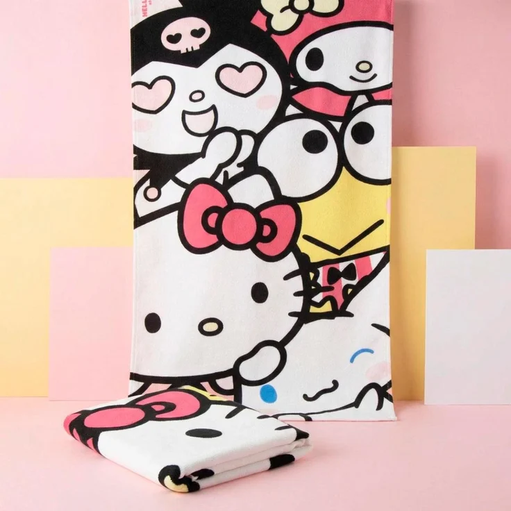 Hello Kitty Kinder Handtuch Polyester für Badezimmer Strand und Sporttasche 35x25 cm – Bild 4