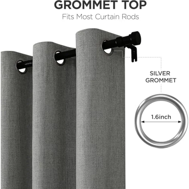 Joydeco Verdunkelungsvorhänge, 213 cm lang, 2 Paneele, Burgrot, Raumverdunkelungsvorhänge für Schlafzimmer, 100% verdunkelnde, strukturierte Thermovorhänge, Sichtschutz, 2 Paneele Set (B 132 x L 213 – Bild 5