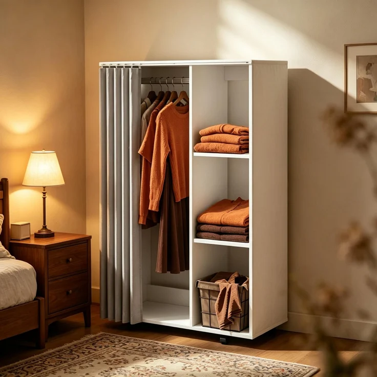Kleiderschrank rollbarer Garderobenschrank mit 4 Rollen, Kleiderstange und offenen Ablagefächern--Weiß--80x40x128cm--YOUDENOVA – Bild 7