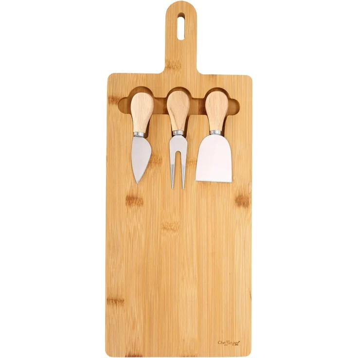 Käsebrett Käse Set 4-tlg Käsemesser Käsegabel Schneidebrett Cheffinger CF5002