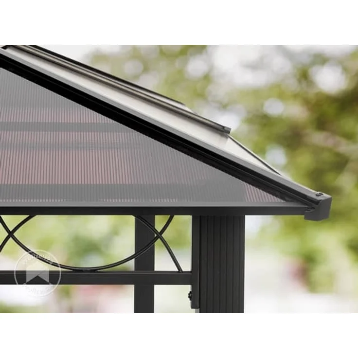 Gartenpavillon 3x3 m wasserdicht ALU Deluxe Pavillon mit 4 Seitenteilen Partyzelt in taupe lichtdurchlässiges PC Dach – Bild 4