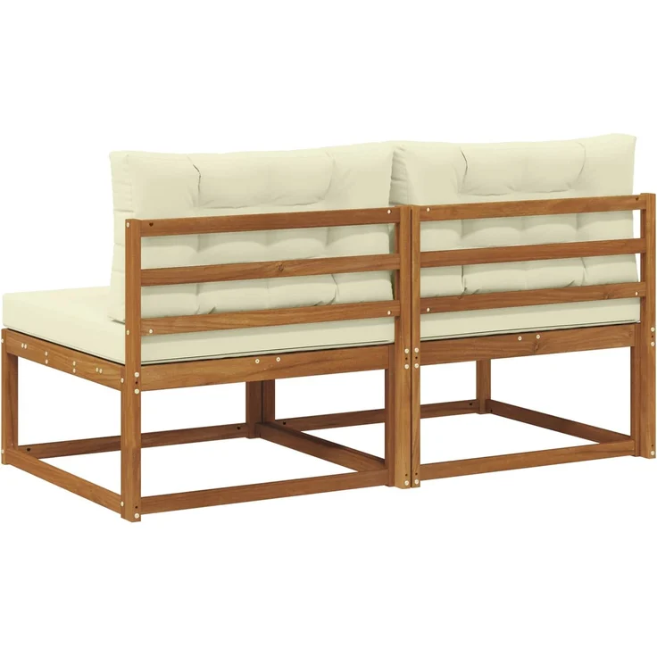 vidaXL Outdoor Mittelsofa mit Kissen 2 Stück Natur 900537 – Bild 5