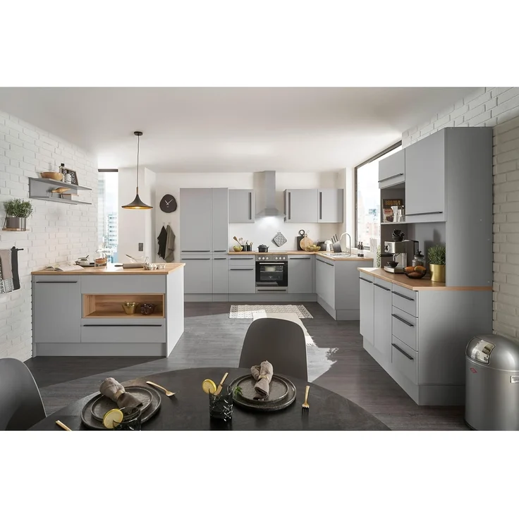 BASIC by Balculina Kücheninsel Denver, Kochinsel + Küchenregal BxHxT 145 x 90 x 90/BxHxT 90x22x21, Breite 145 cm, mit Tür, Schubkasten, Klappe und offenem Fach – Bild 5