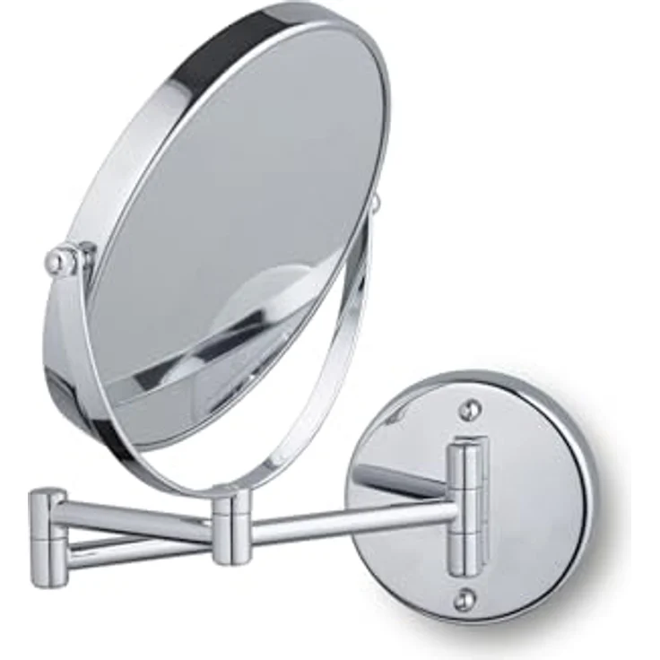 tesa Schminkspiegel schwenkbarer Kosmetikspiegel Visioon - selbstklebend und doppelseitig (Komplett-Set, 1-St, Inkl. Powerkit Montagezubehör - enthält Klebelösung und Adapter), 5-fache Vergrößerung - Wandmontage ohne Bohren - 30 x 48 cm - Silber – Bild 7