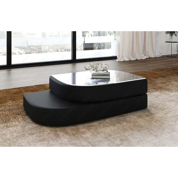 Sofa Dreams - Couchtisch Bari aus Leder – Eleganz & Stil - Kunstleder - Schwarz – Bild 3