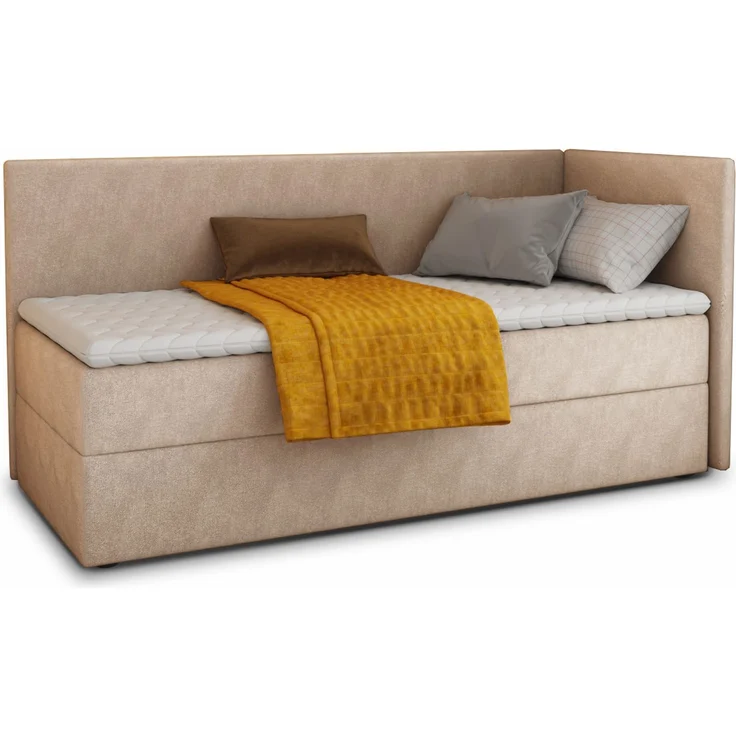Boxspringbett Flame mit Bettkasten - Einzelbett mit Bonell-Matratze und Topper, Polsterbett, Universelle Bettseite, Bett, Schlafzimmer, Kinderzimmer (Beige (Paros 02), 80 x 200 cm) – Bild 2