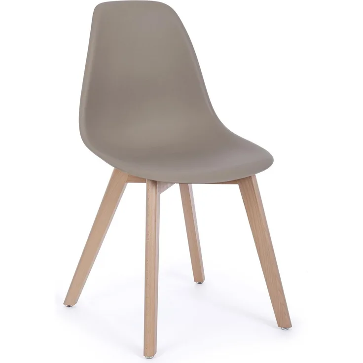 Stuhl System 4er-Set aus Kunststoff und Buchenholz, modern, taupe, komfortabel für Dein Zuhause