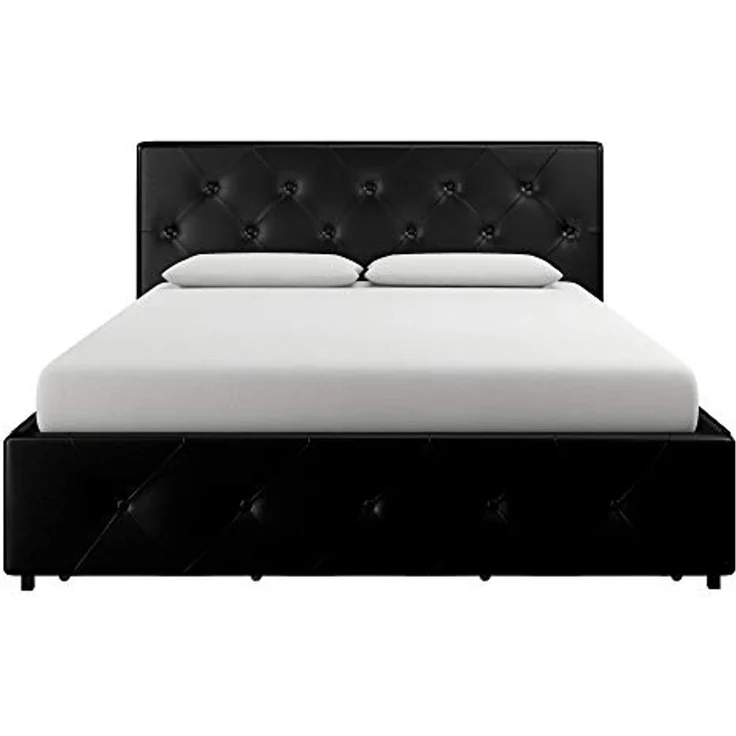 DHP Furniture Dakota Bett mit Stauraum, schwarzes PU, King Size – Bild 1