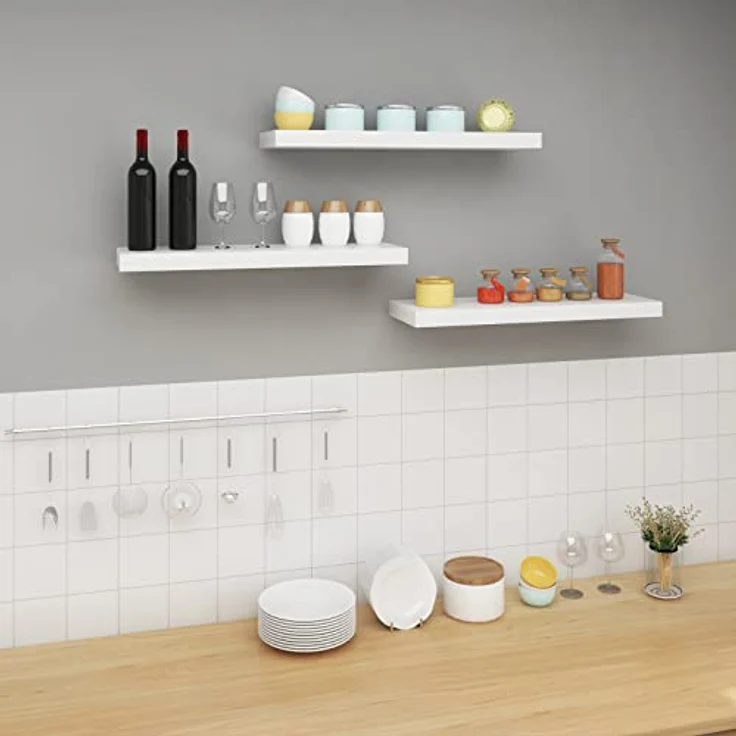 Woltu Wandregal, 3-tlg, Wandboard freischwebend Schweberegal Holz Board – Bild 5