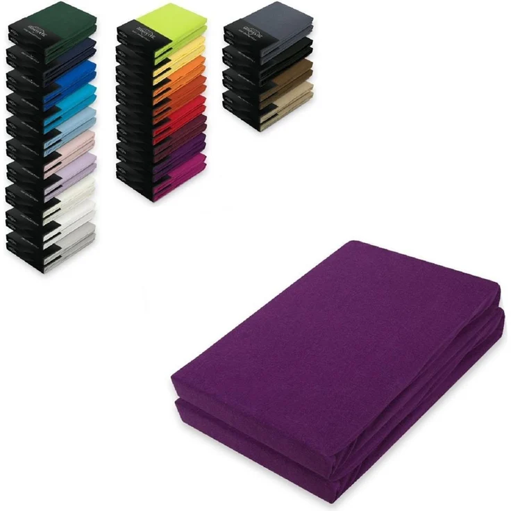 Doppelpack Jersey Spannbettlaken 140 - 160 x 200 cm Lila – Bild 1