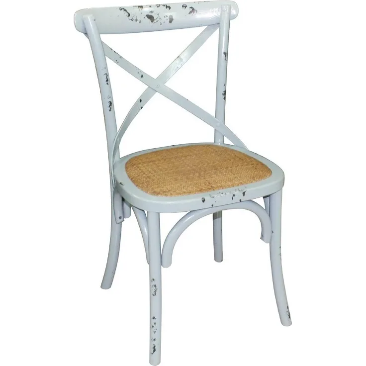 Esszimmerstühle Birke Rattan Antik blau