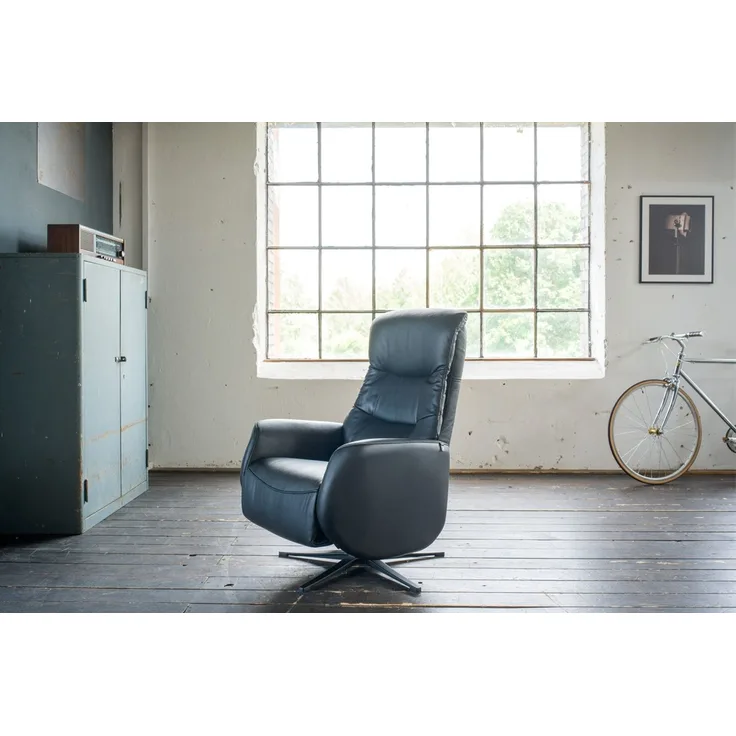 KAWOLA Sessel SARI Relaxsessel drehbar Leder schwarz 108 x 89 x 77 cm