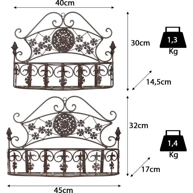 Pflanzkörbe Metall Wandkörbe 2er Set Paar Pflanzkorb Landhausstil Shabby – Bild 3