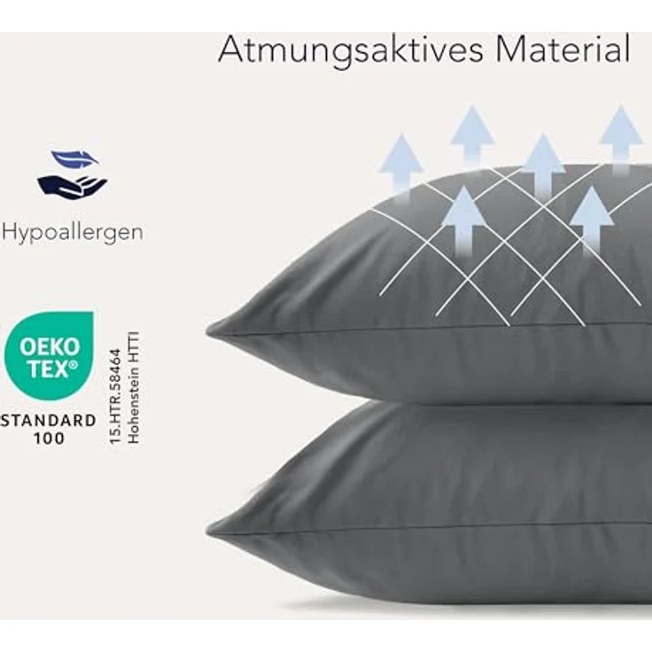 Dreamzie Kissenbezug 30x50 (Set mit 2) - 100% Jersey Baumwolle 150 g/qm Kissenbezüge -Anthrazit - Für Kissenbezug 50x30 cm - Kissenhülle - Resistent und Hypoallergen – Bild 4