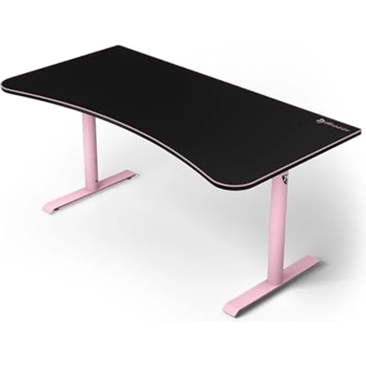Arozzi Arena Gaming Desk - Pink, großer Gaming-Tisch mit vollflächigem Mikrofaser-Mauspad und höhenverstellbaren Stahlbeinen