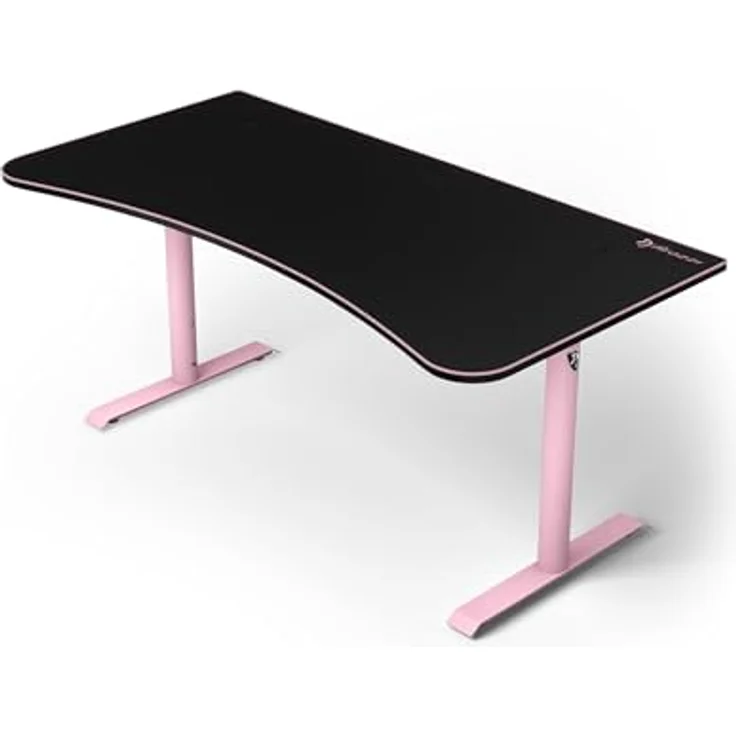 Arozzi Arena Gaming Desk - Pink, großer Gaming-Tisch mit vollflächigem Mikrofaser-Mauspad und höhenverstellbaren Stahlbeinen – Bild 1