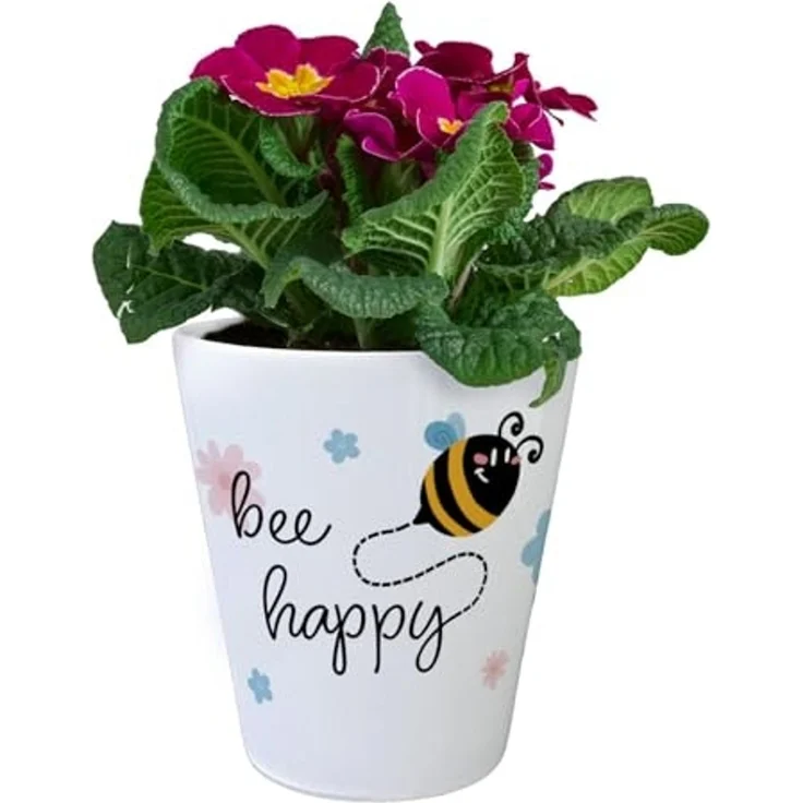 speecheese Blumentopf Bee happy Blumentopf mit niedlicher Biene und Blumen – Bild 2