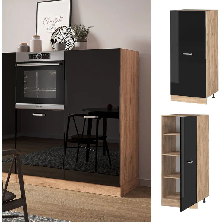 Hochschrank R-Line Schwarz Hochglanz 60 cm Vicco – Bild 2