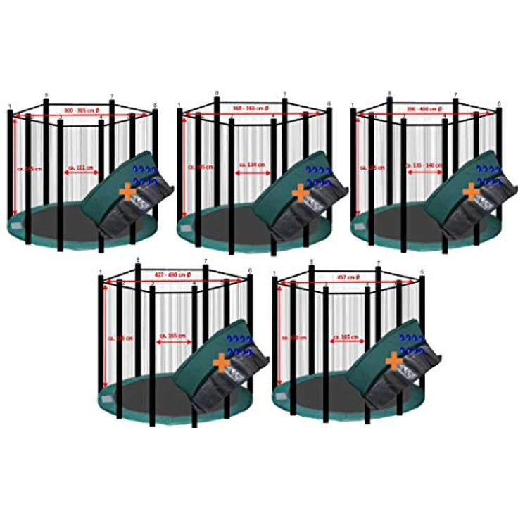 walexo Gartentrampolin Trampolin Randabdeckung mit Sicherheitsnetz für 8 Stangen, Ø 305 cm – Bild 2