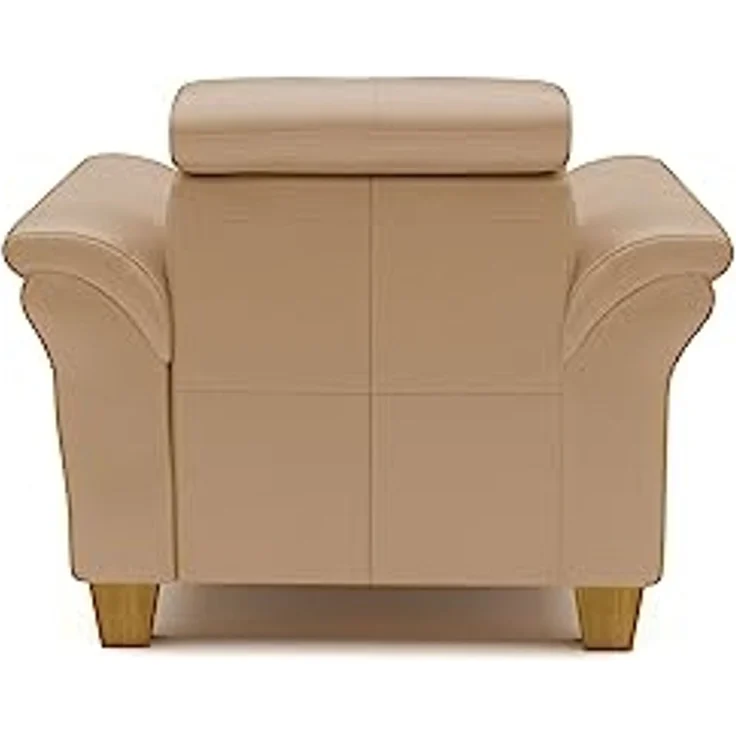 CAVADORE Echtleder-Sessel Ammerland / Sessel im Landhaus-Stil mit Federkern + Kopfteilverstellung / 101 x 84 x 93 / Leder Beige – Bild 6