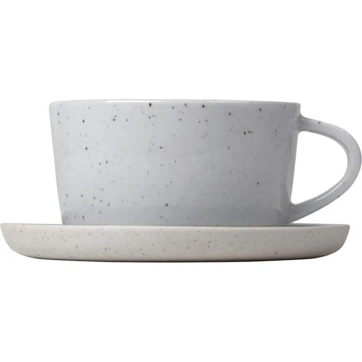 Blomus Set 2 Kaffeetassen SABLO, mit Untertassen, 4 tlg, Keramik, grau, 150 ml, 64112