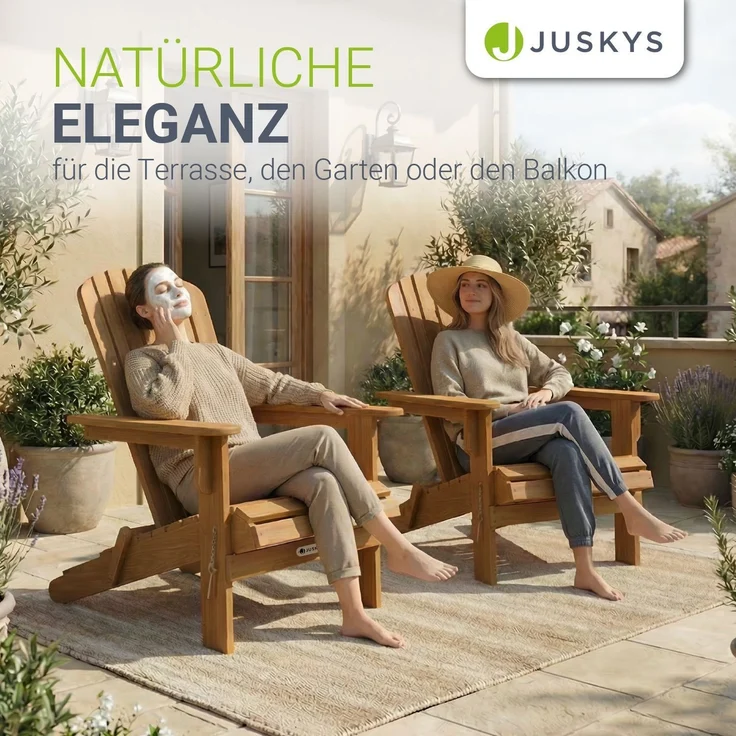 Juskys® Garten Liegestuhl Korfu 3er Set – aus Akazienholz, klappbar, 85x69x94 cm, natur, geölt, Gartenstuhl, Sonnenliege – Bild 7