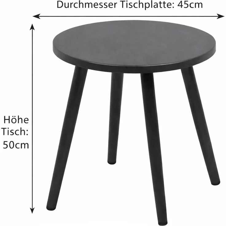 DEGAMO RIVA Gartengarnitur, Aluminium + Rope, anthrazit/grau, 3-teilig (Tisch 45cm) – Bild 10
