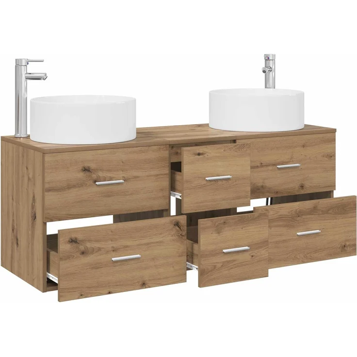 vidaXL Badezimmerschrank-Set 3 stk. Artisan-Eiche 129 x 44,5 x 80 cm 3405962 – Bild 3