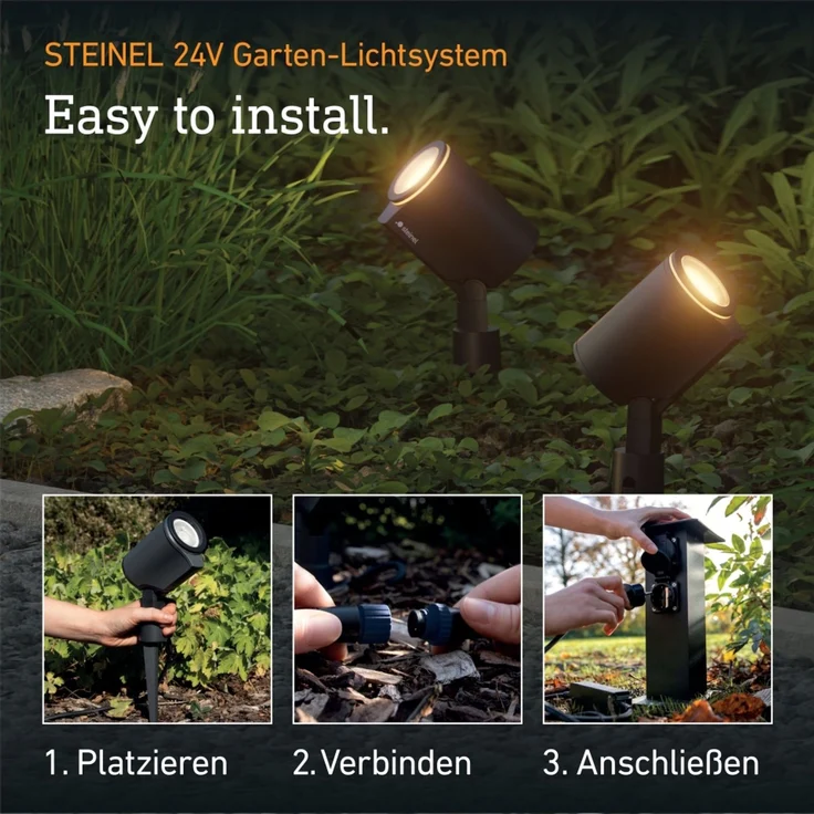 Steinel Gartenstrahler Spot Garden SC 24V, inkl. Erdspieß, RGBWW, 16 Mio. Farben, Bewegungsmelder, dimmbarer, App-Steuerung, Plug & Play, IP65, Anthrazit – Bild 4
