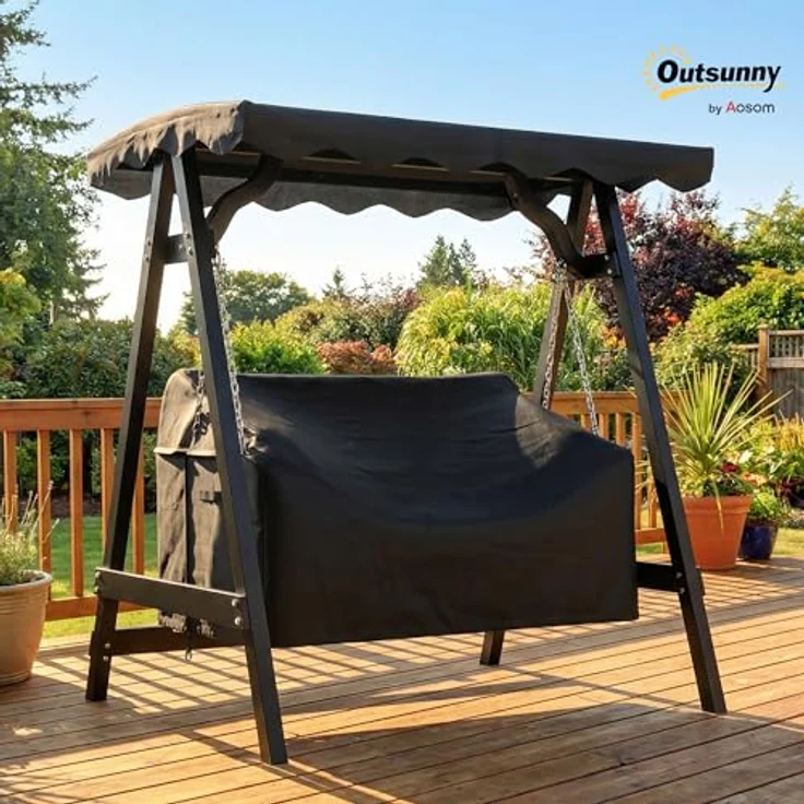 Outsunny Gartenmöbel-Schutzhülle Hollywoodschaukel Abdeckung (Abdeckplane, 1-St, für 2-Sitzer Gartenschaukel), Wasserdicht, UV-beständig, mit Reißverschluss – Bild 2