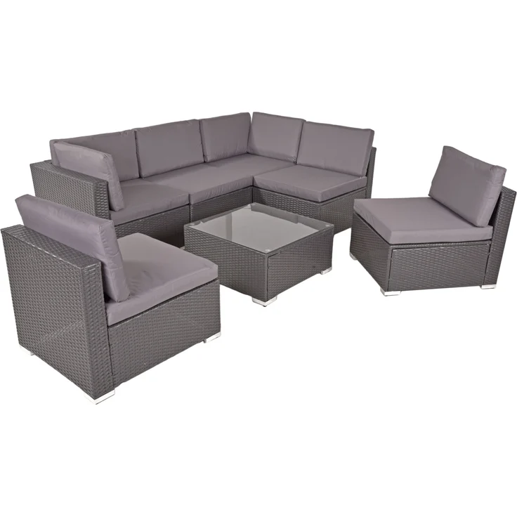 Garten-Sitzgruppe TILDA 7-tlg. - Kunststoff, Schwarz | Gartenmöbel-Set Gartengarnitur Garten-Essgruppe mit Stühlen und Esstisch – Bild 3