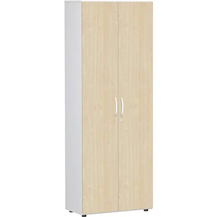 Garderobenschrank mit ausziehbarem Garderobenhalter, 80x42x216cm, Ahorn Weiß – Bild 4