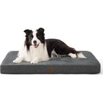 BEDSURE orthopädisches Hundekissen große Hunde - 89 x 56 x 8 cm waschbares Hundebett mit 2 in 1 Memoryschaum, kuscheliges Hundematte Hundematratze in größe, dunkelgrau