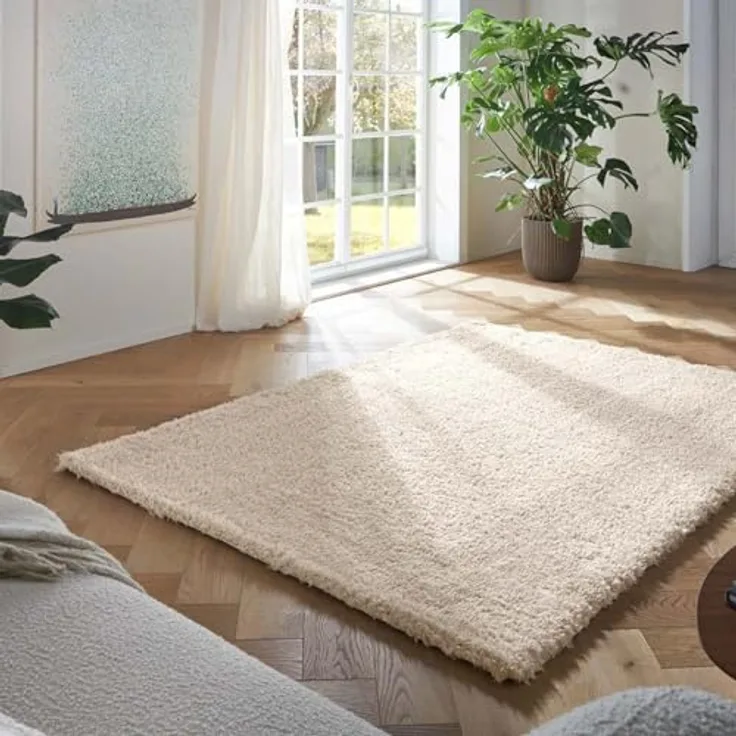 TaraCarpet Flokati-Teppich TaraCarpet Flokati Premium Langflorteppich Shaggy, rechteckig, Höhe: 52 mm, Flokati Hochflor Langflor weich beige Wohnzimmer Schlafzimmer 60x120