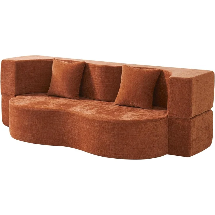 Aoxun Faltbares 3-Sitzer Gästebett & Schlafsofa, 200 cm breites XXL Bett in Orange – Bequeme Klappcouch für Wohnzimmer, Schlafzimmer als Lounge oder Gästebett,Orange – Bild 1