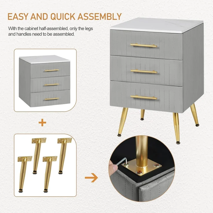 Woltu Nachttisch (1-St), 3 Schubladen aus Massivholz, Höhe Tragfähigkeit – Bild 8