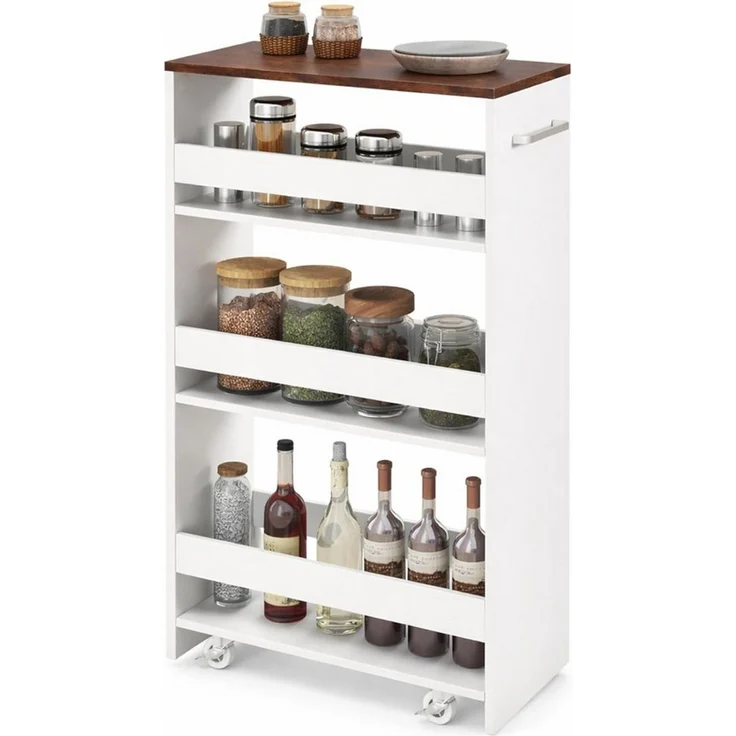 COSTWAY Küchenwagen, schmal, Nischenwagen 4 Ebenen, auf Rollen, 25cm – Bild 2