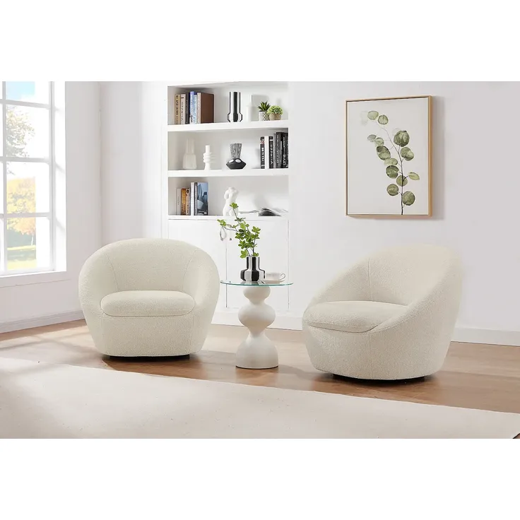 Vente-unique - LACARA Sessel Stoff Weiß - B 78 cm x H 70 cm x L 88 cm – Bild 7