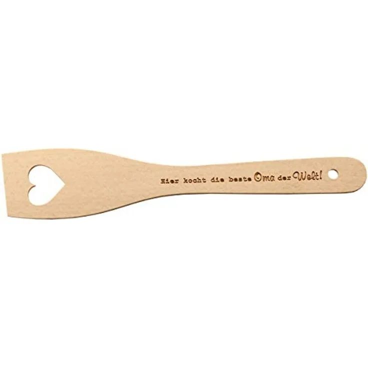Spruchreif® Pfannenwender Pfannenwender aus Holz mit Herz und Gravur · Geschenk für Mama und Oma