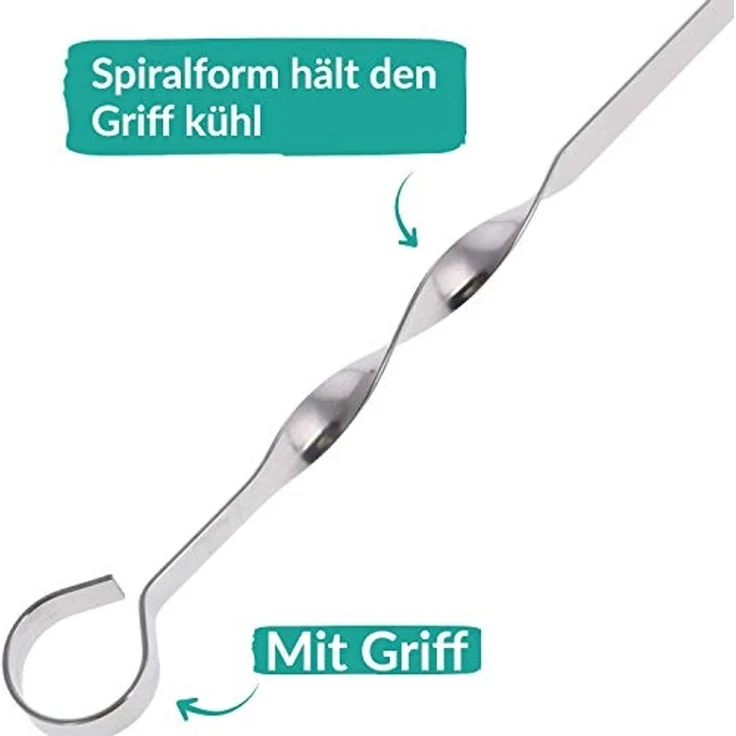 Praknu Grillspieß 12 Grillspieße Schaschlikspieße 40cm - Edelstahl Gehärtet (Set, 12-St, 12 Metallspieße aus Edelstahl rostfrei), aus Edelstahl 40cm, Fleischspieße für BBQ & Grill, Kebab Spieße – Bild 4