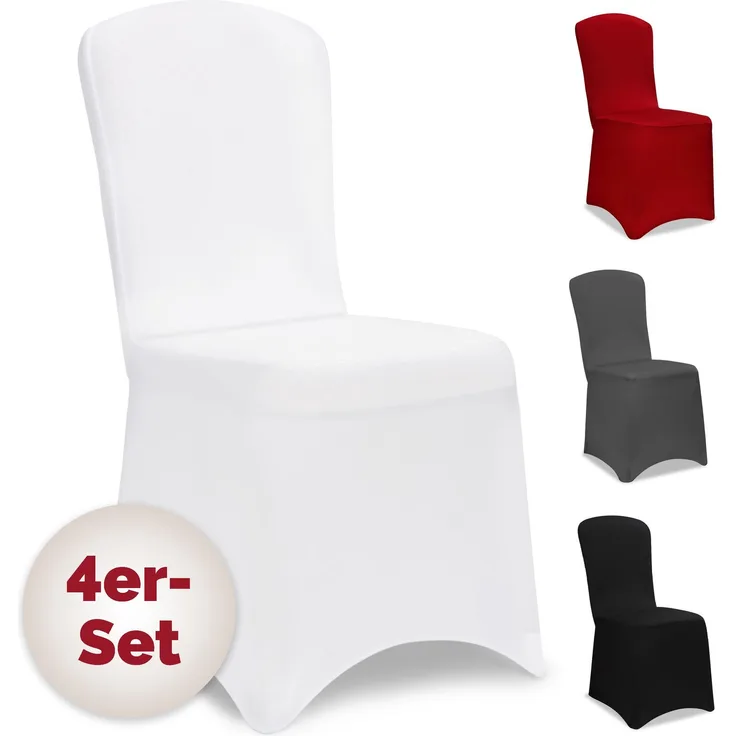 DETEX® 4er Set Stretch Hussen Weiß Hochzeit Stuhl Bezug