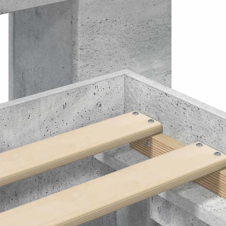 vidaXL Bettgestell mit Stauraum und Kopfteil Betongrau 150 x 200 cm 3434053 – Bild 8