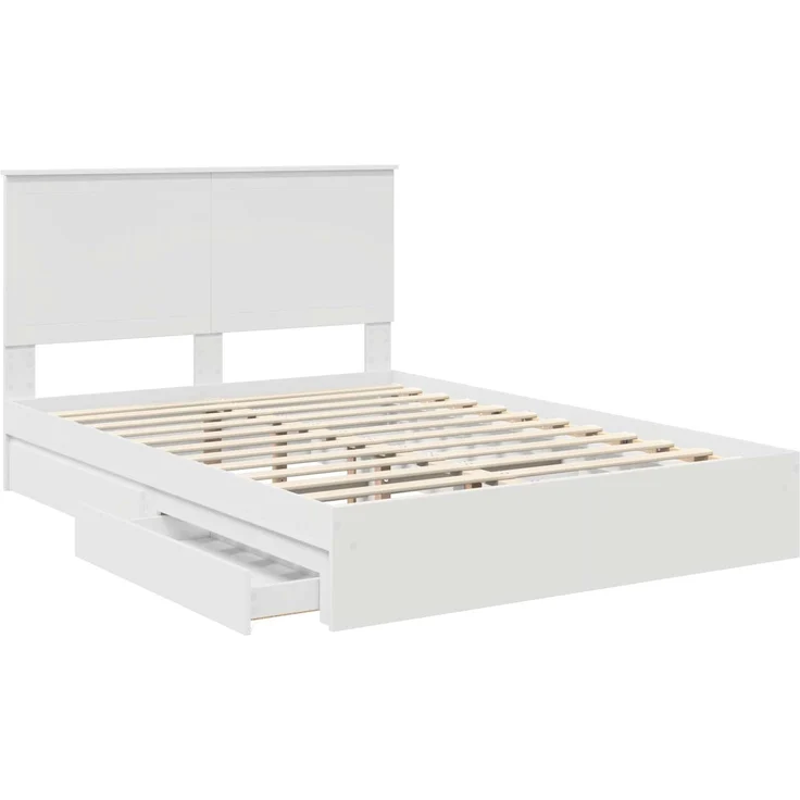 vidaXL Aufbewahrungsbett mit Kopfteil Weiß 140 x 200 cm Holzwerkstoff 3411201 – Bild 4