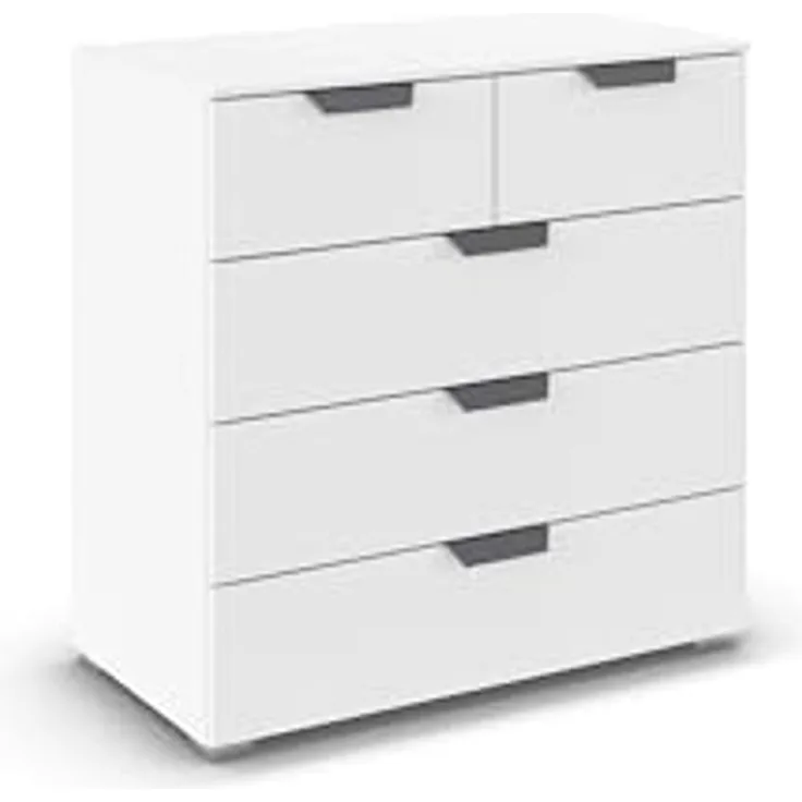 rauch Aditio Box, Kommode, 5 Schubladen, mit Softclose-Funktion, Farbe Weiß, BxHxT 80x81x42cm