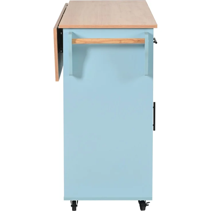 Küchenwagen B 139 x T 46(71) x H 91,5 cm, blau, MDF mit klappbarer Arbeitsplatte – Bild 9