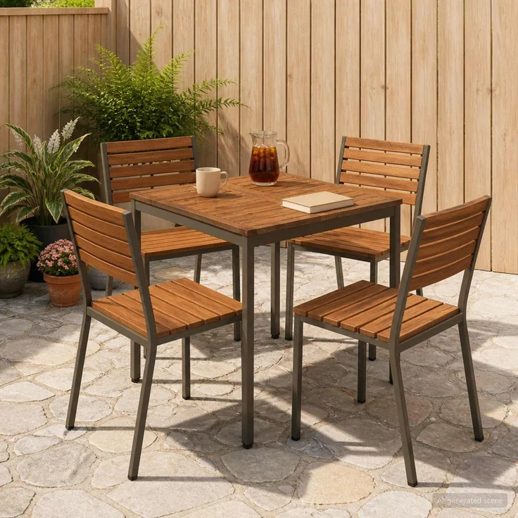 vidaXL Gartentisch NAARDEN Natur und Kaffee 70 x 68,5 x 75 cm 901309 – Bild 1