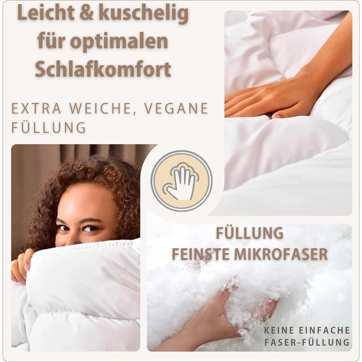 SEI Design Microfaserbettdecke SWAN De Luxe Winter 155x220 cm, Füllung: 100% Polyester Mikrofaser, Bezug: 100% Baumwolle, Vegane Alternative zu Daunen – Bild 3