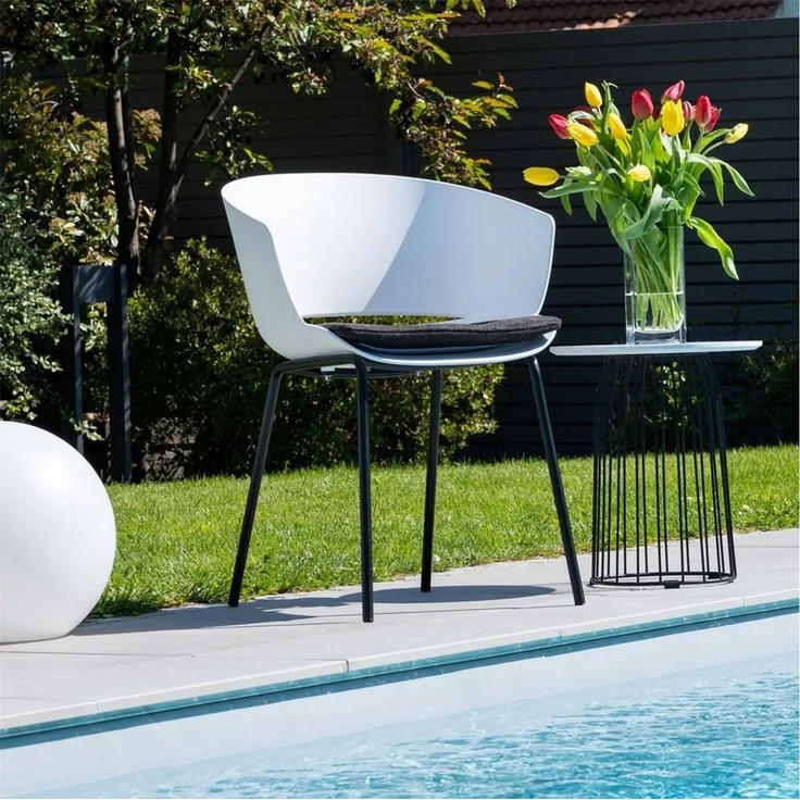 IDIMEX Gartenstuhl NIVEL (4 St), In & Outdoor Schalenstuhl modern im 4er Set, UV-beständig weiß – Bild 2