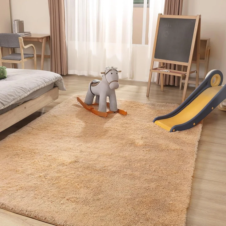 1 Stück Wohnzimmerteppich, superweich, rutschfest, 120x80 cm, Khaki – Bild 6