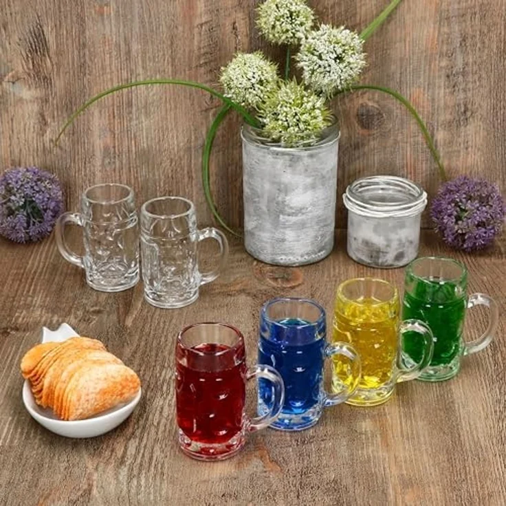 MamboCat Schnapsglas 6x Mini-Maßkrug Schnapsgläser 4cl geeicht Shot-Glas Stamper Henkel, Glas – Bild 5